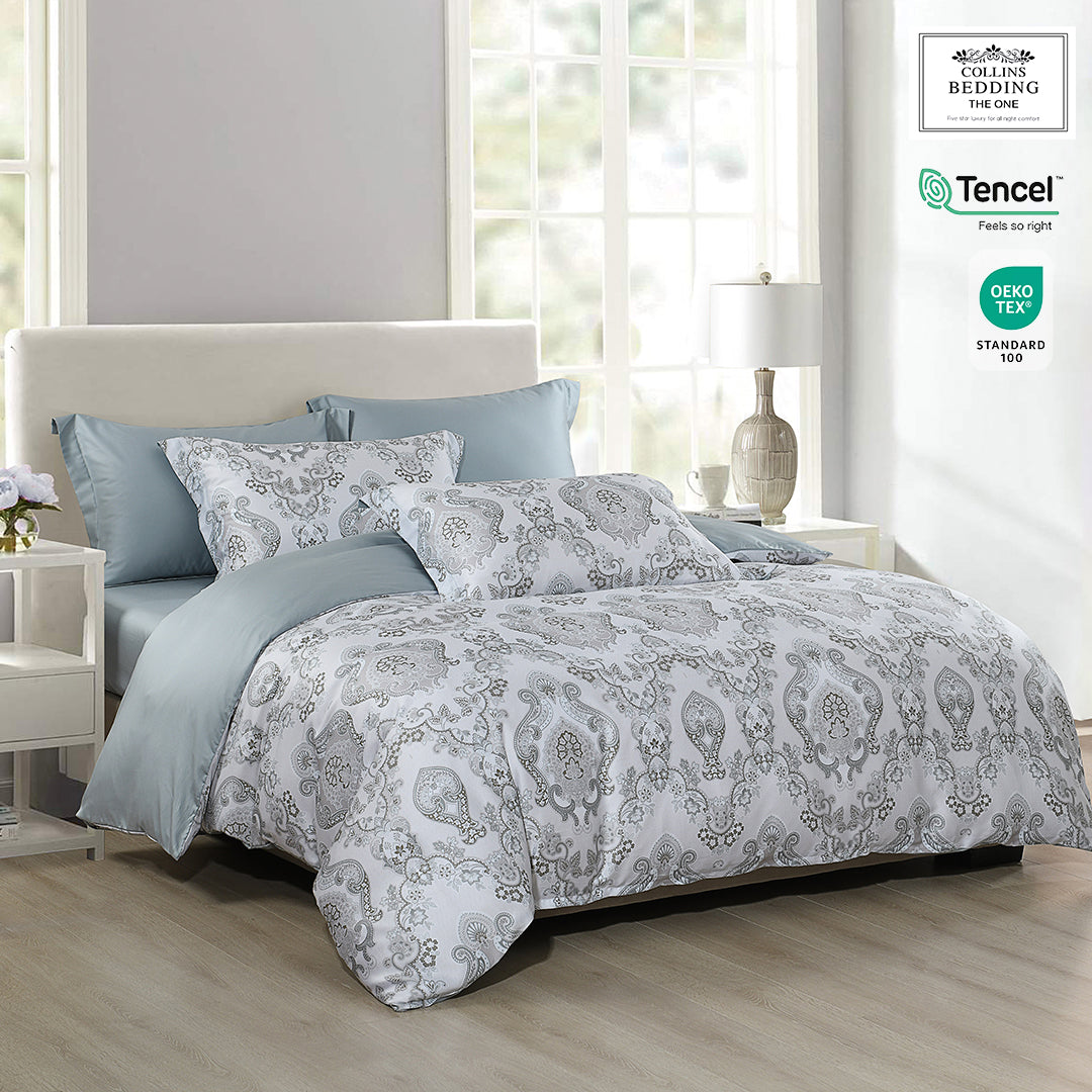 100% Tencel 1900TC Fitted Sheet Set - R242802 Grey Scandinavian Style